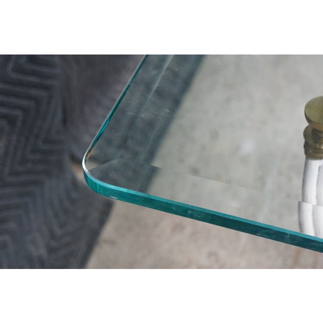 Mid Century Maison Jansen Style White Iron Faux Bamboo Square Glass Coffee Table For Sale - Image 11 of 13