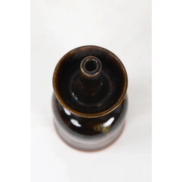 Early 20th Century Vintage Dark Glazed Candle Holder For Sale - Image 5 of 8