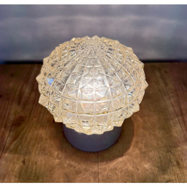 Vintage White Porcelain and Glass Ceiling Light, 1970s For Sale - Image 11 of 13