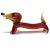 Beautiful, and large, vintage Murano hand blown Sommerso dark orange and red Italian art glass Dachshund puppy dog...
