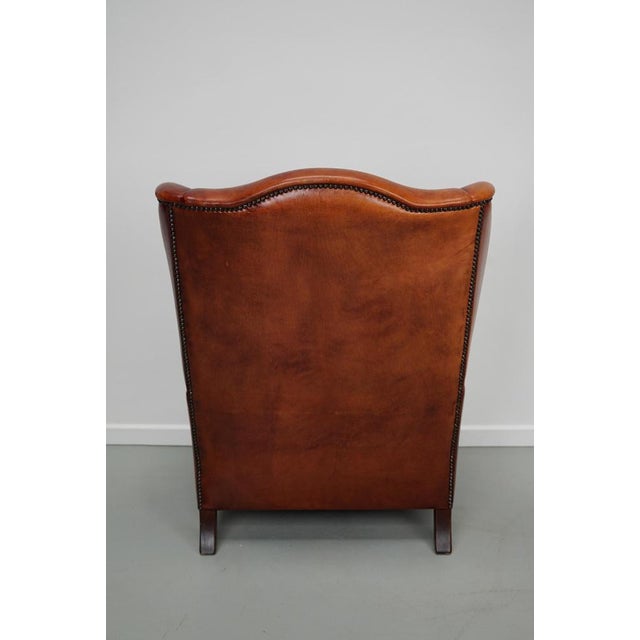 Brown Vintage Dutch Cognac Wingback Leather Club Chair For Sale - Image 8 of 18