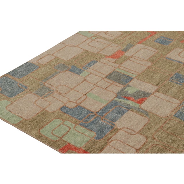 Rug & Kilim’s Distressed Style Modern Rug in Polychromatic Geometric Patterns For Sale In New York - Image 6 of 7