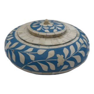 Bone Inlay Lidded Turquoise Box For Sale