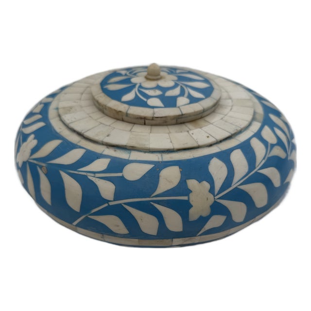 Bone Inlay Lidded Turquoise Box For Sale