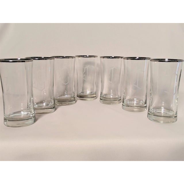 1980s Platinum Monogram Glass Set of 8 - Initial C For Sale - Image 5 of 11