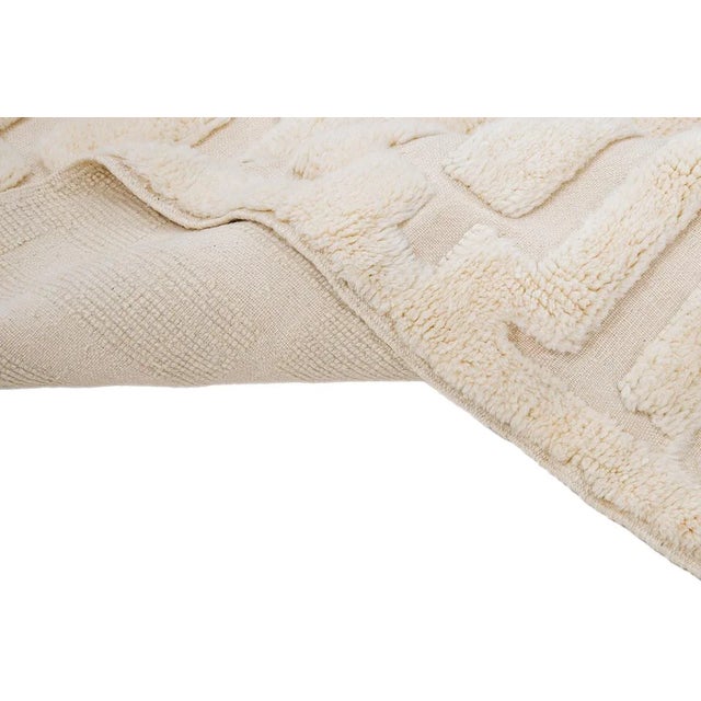 Beige Hand-Knotted Wool Rug by Azele Studio For Sale - Image 8 of 11