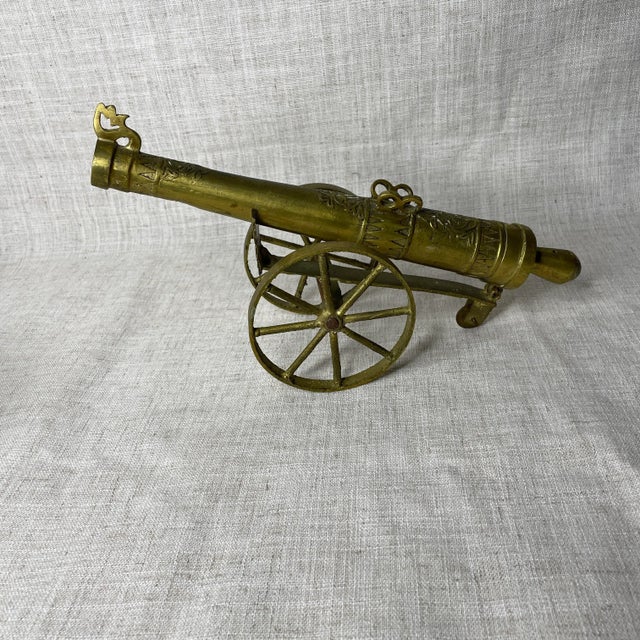 Vintage Brass Table Top Cannon For Sale - Image 4 of 6