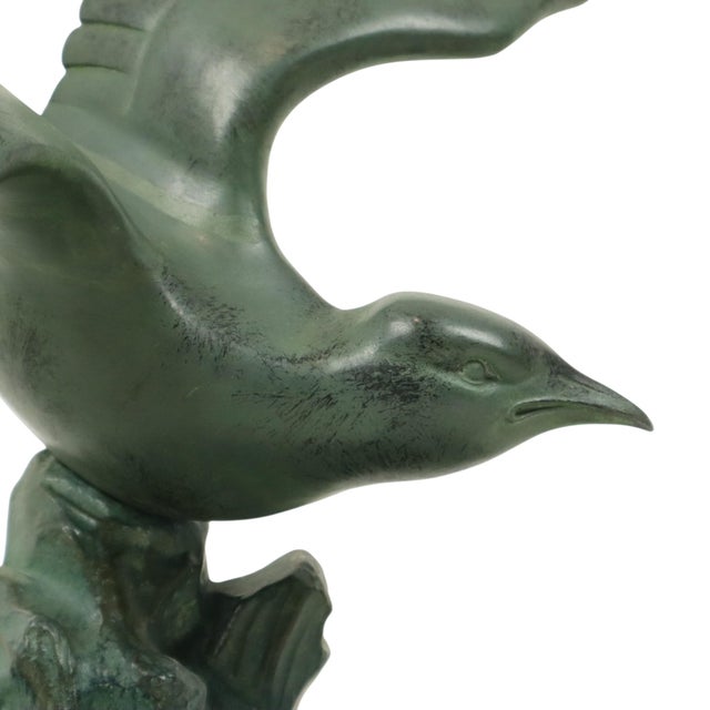 Art Deco Sculpture of Seagull on Marble Base with Bronze Patina For Sale - Image 12 of 17