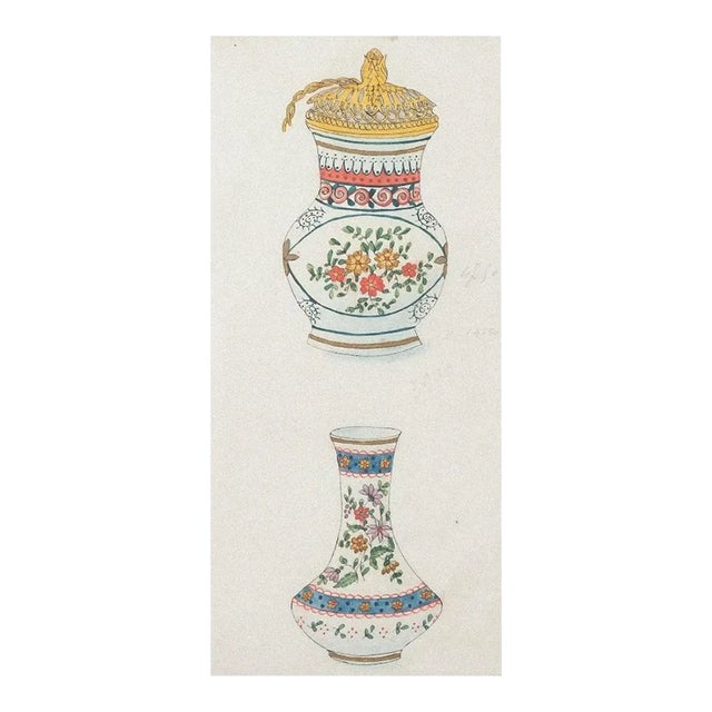 Gabriel Fourmaintraux - Two Vases - Original Mixed Media - Early 20th Century For Sale
