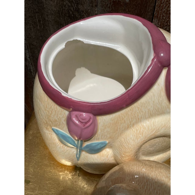 Figurative Vintage Treasure Craft Ginger Cat Cookie Jar W/ Flower by Susan Marie For Sale - Image 3 of 5