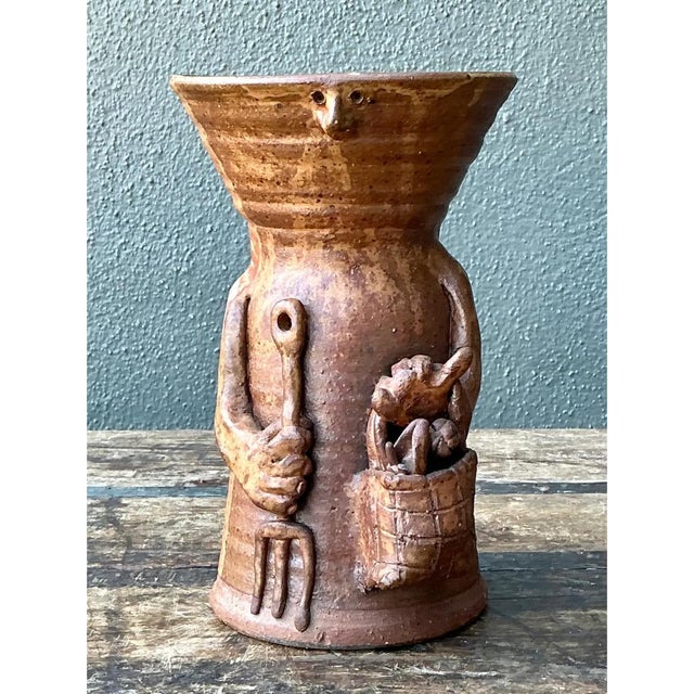 Vintage Handcrafted Ceramic Farmer Vase For Sale - Image 12 of 12