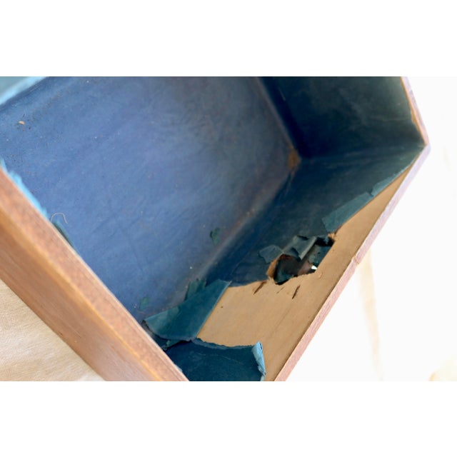 Small Antique Wooden Chest with Metal Fittings, 1930s For Sale - Image 9 of 10