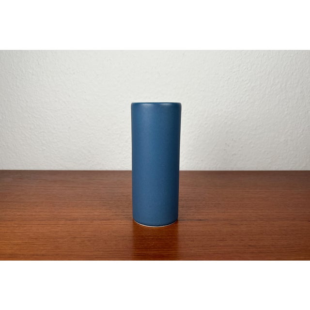 Mid-Century German Minimalist Blue Ceramic Vase from Melitta, 1960s For Sale - Image 5 of 11