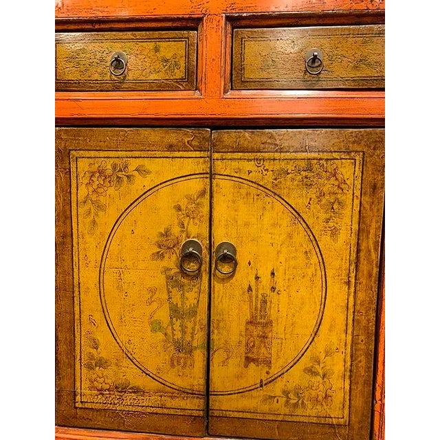 Chinese 1940 Asian Hand Painted Mongolian Credenza For Sale - Image 3 of 8