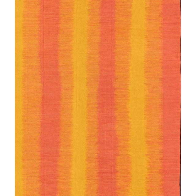2020s Sunset Striped Afghan Kilim Rug in Yellow, Orange, Coral For Sale - Image 10 of 12