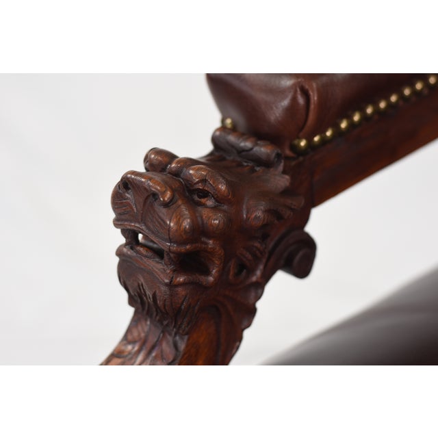 Late 19th Century 19th Century Gentleman's Library Chair Restored in Axis Deer Hide and Chesterfield Leather For Sale - Image 5 of 17