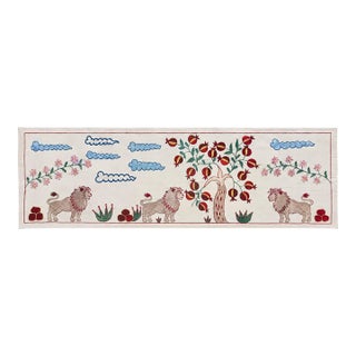 Lion Suzani Wall Hanging, Lilac Blossom For Sale