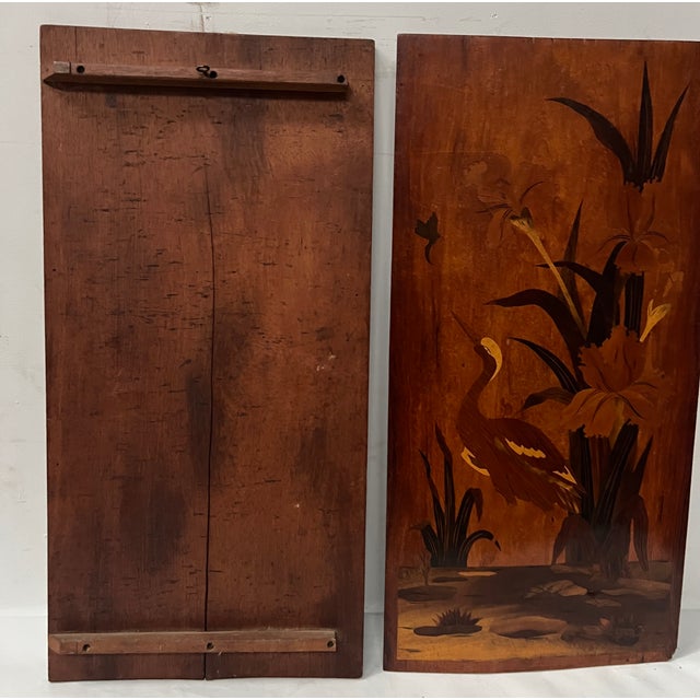 Art Nouveau Marquetry Panels in the style of Ecole de Nancy, 20th Century, Set of 2 For Sale - Image 11 of 15