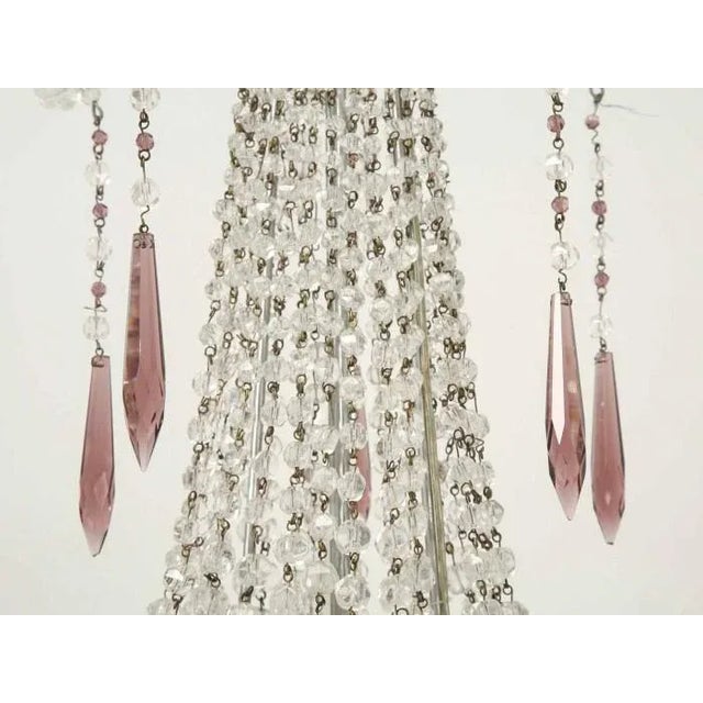 Silver Vintage Italian Beaded Chandelier For Sale - Image 8 of 13