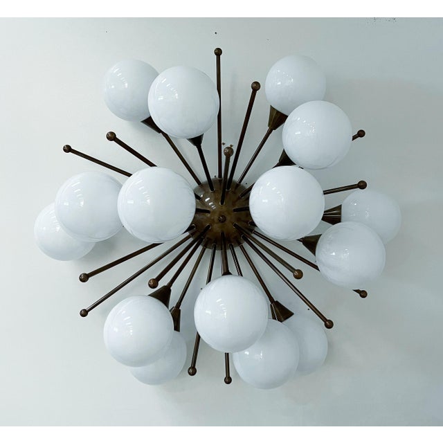 Not Yet Made - Made To Order 21st Century Mezzo Bronze Glossy White Murano Flush Mount by Fabio LTD For Sale - Image 5 of 9
