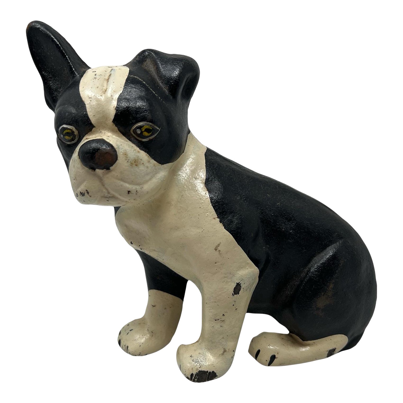 Vintage Cast Iron Dog Door Stop Boston Terrier | Chairish