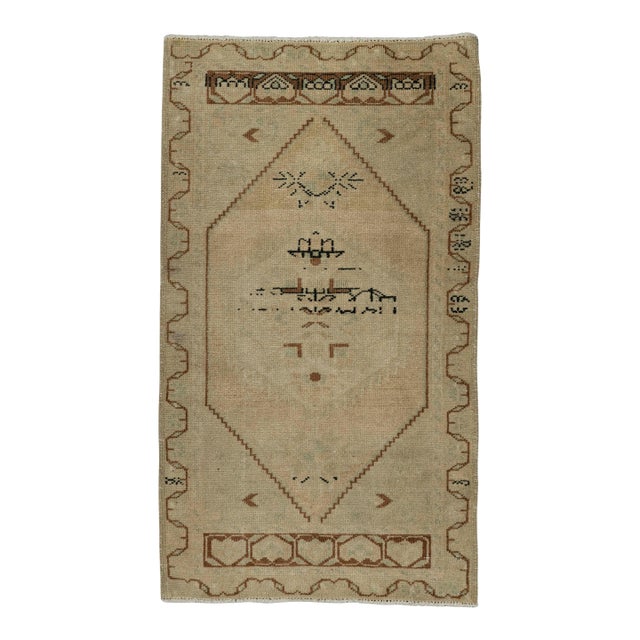 Turkish Mini Rug Oriental Hand Knotted Vintage Rug 1'10" x 3'3" #21054 For Sale