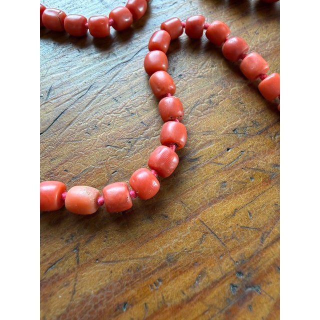 Red Genuine Red Coral Necklaces, Hand-Knotted Strands in Natural Coloration, a Pair For Sale - Image 8 of 15