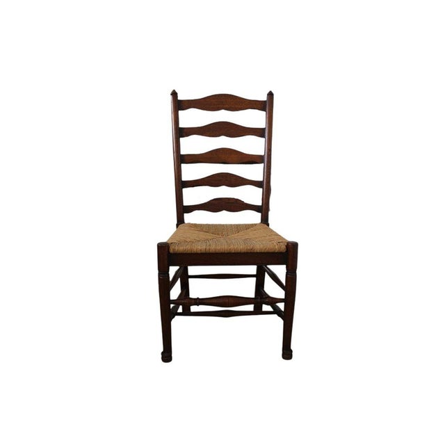 Vintage Ladderback Rush Seat Side Chairs Set of 6 For Sale - Image 4 of 17