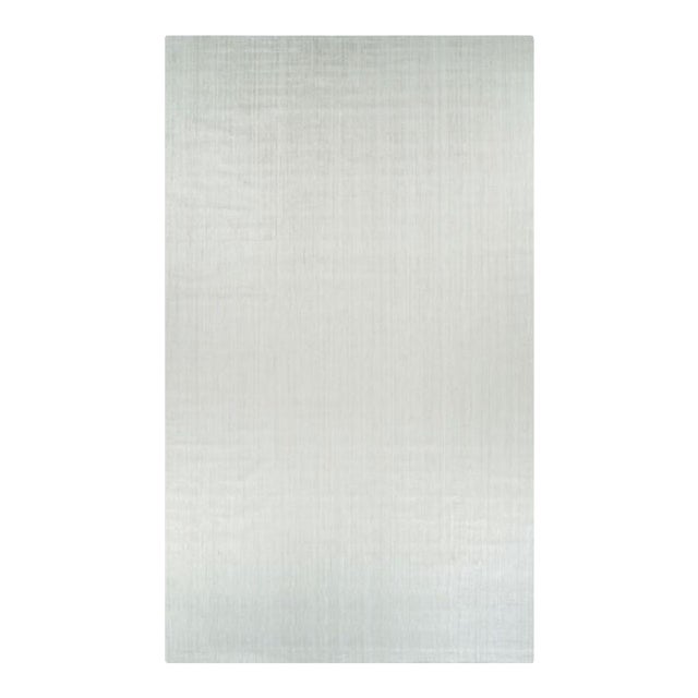 Rug & Kilim’s Oversized Textural Rug in Solid White and Silver-Gray Striae - 14x24 For Sale