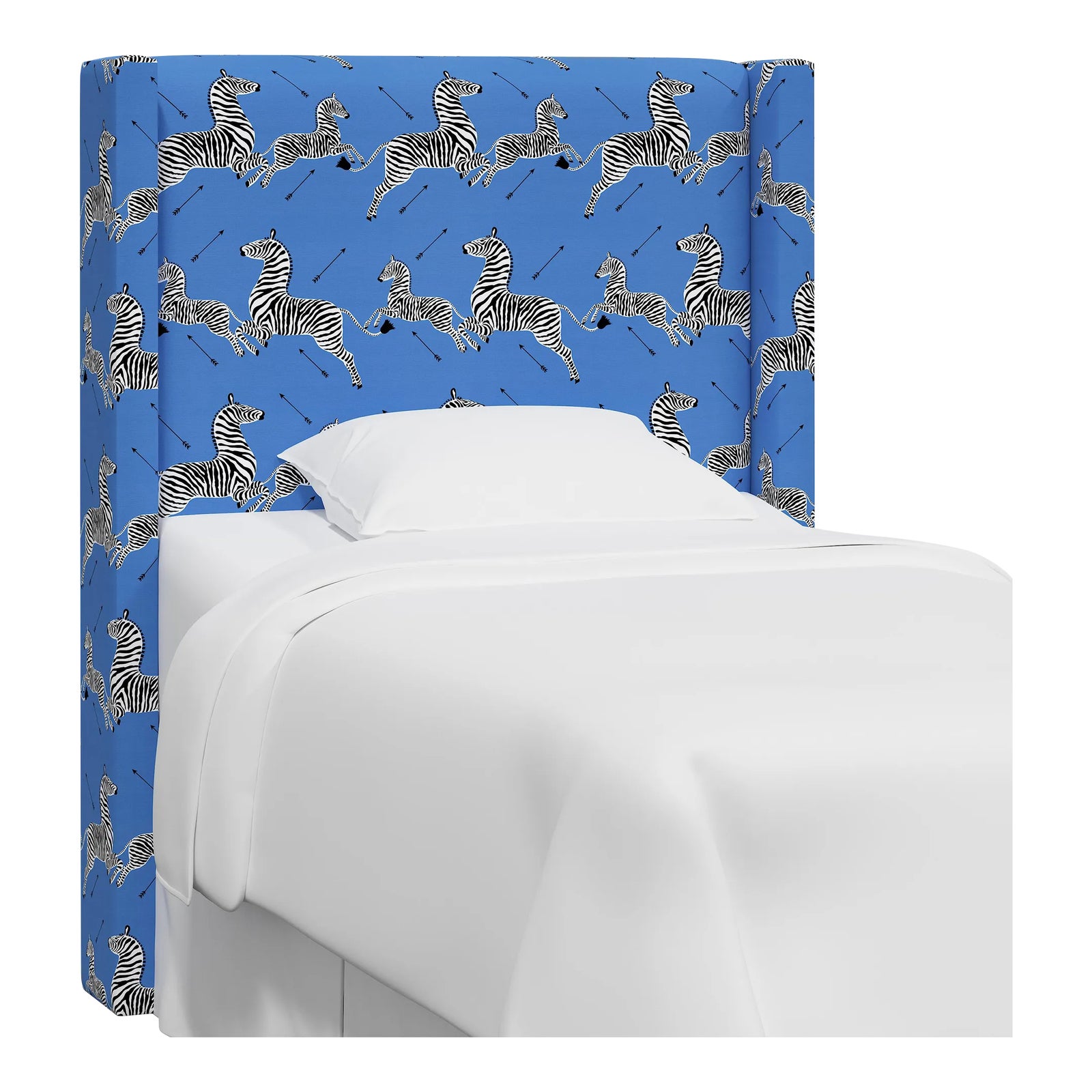 Red from Scalamandre crafted by Cloth & Company Hudson Twin Headboard, Royal Blue Animal Print