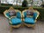 1900s French Louis XVI Blue Velvet / Green Beech Sofa Set 3pc For Sale - Image 6 of 16
