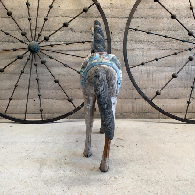 Wood Continental Decorative Carousel Horse Hand Carved Circa 1900 55" Tall For Sale - Image 7 of 17