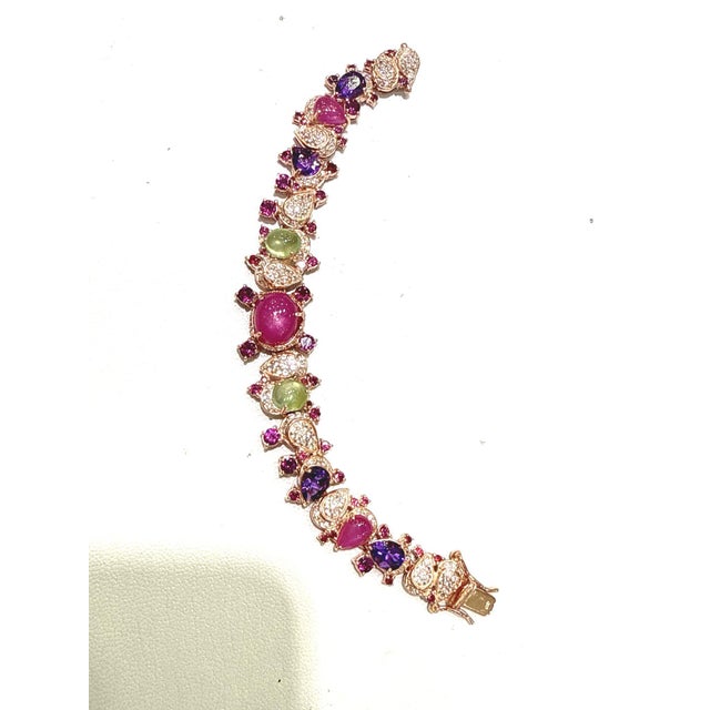 Bochic "Capri" 70 Carats Ruby & Multi Color Gem Bracelet Set 18K Gold & Silver For Sale In New York - Image 6 of 18