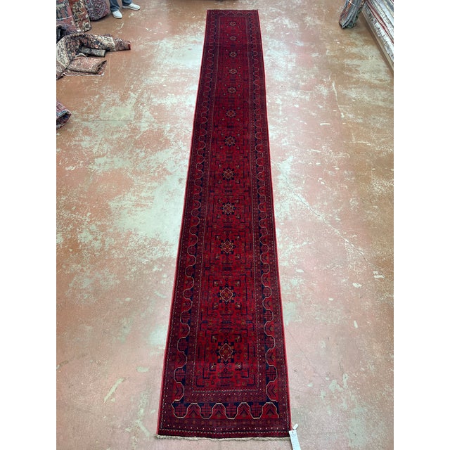 Tribal Vintage Afghan Turkmen Wool Runner 2’9” X 19’2” For Sale - Image 3 of 6