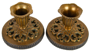 Vintage Danish Art Nouveau Bronze Candleholders, 1930s, Set of 2