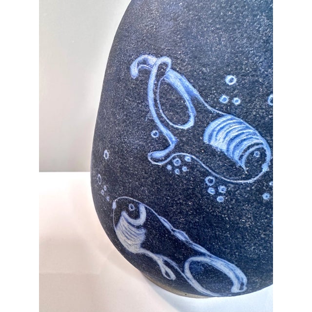 1950s Studio Ceramic Art Vase with Fish Decor, Germany, 1950s For Sale - Image 5 of 8