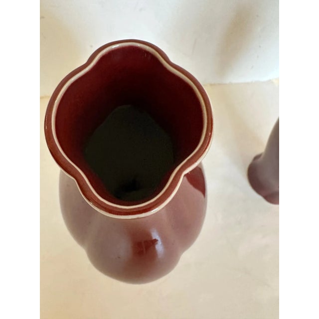 Maitland - Smith Maitland Smith Ox Blood Glazed Ceramic Vases -A Pair For Sale - Image 4 of 9