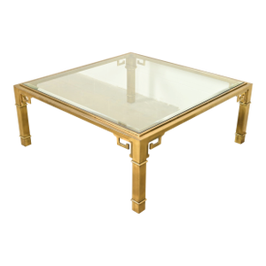 Mastercraft Hollywood Regency Greek Key Brass and Glass Cocktail Table, 1970s