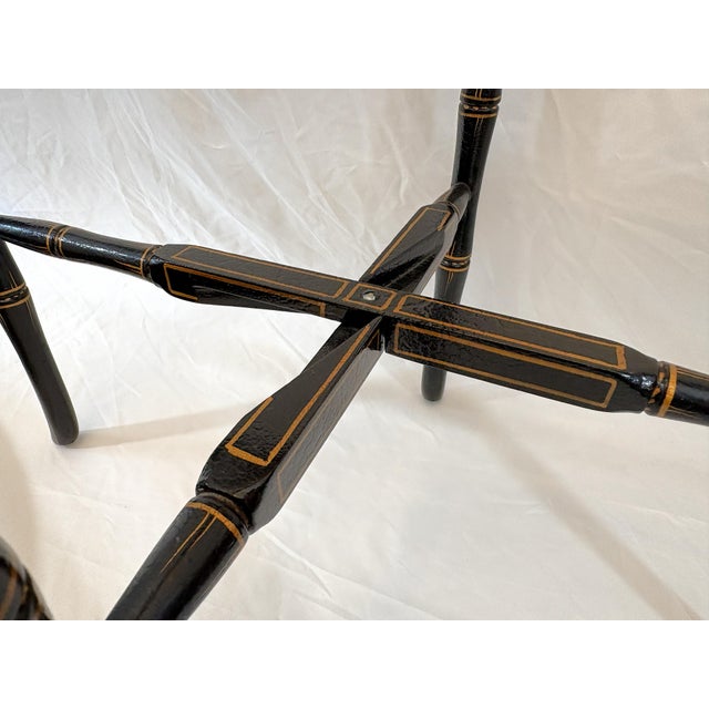 Late 20th Century Regency Chinoiserie Style Lacquer and Faux Bamboo Folding Tray Table For Sale - Image 10 of 18