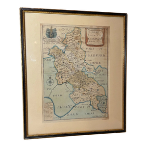 Rare Original Antique Hand Colored Map of Buckinghamshire by Richard Blome 1715