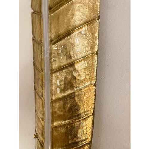 15th Century & Earlier Mid-Century Gold Murano Glass Wall Lights in the style of Barovier, Set of 2 For Sale - Image 5 of 7