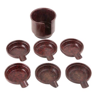 Vintage Art Deco Stackable Bakelite Ashtray Set, Italy, 1950s, Set of 7 For Sale