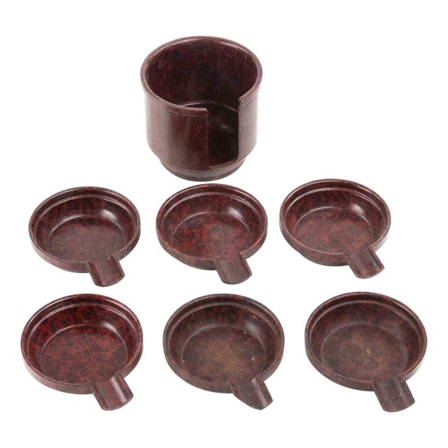 Vintage Art Deco Stackable Bakelite Ashtray Set, Italy, 1950s, Set of 7 For Sale