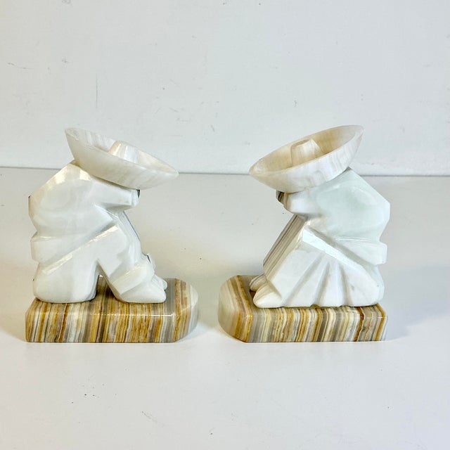 Stone 1970s Vintage Boho Chic Mexican Alabaster Hombre Bookends - A Pair. For Sale - Image 7 of 10