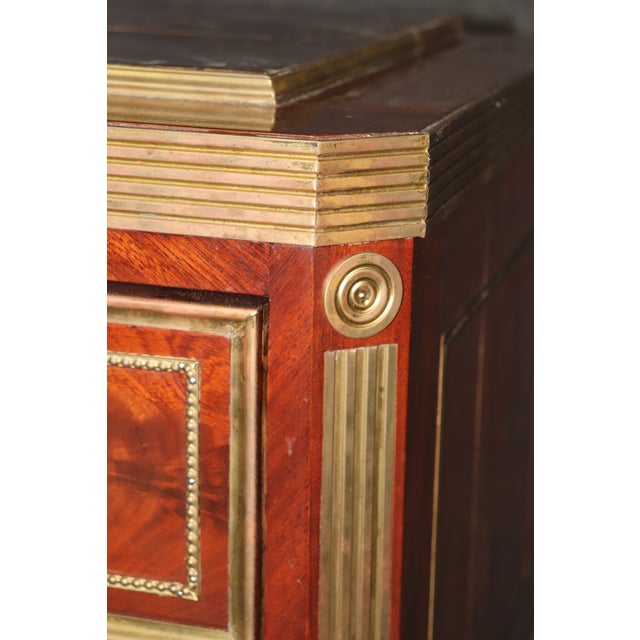 Pair of Brass Mounted Flame Mahogany Russian Baltic Directoire Style Commodes For Sale - Image 13 of 14