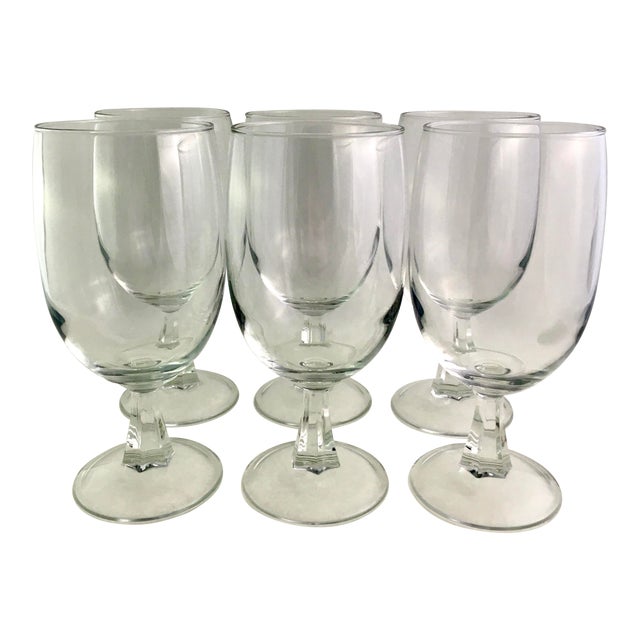Vintage Faceted Stem Water Goblets Set of 6 Chairish