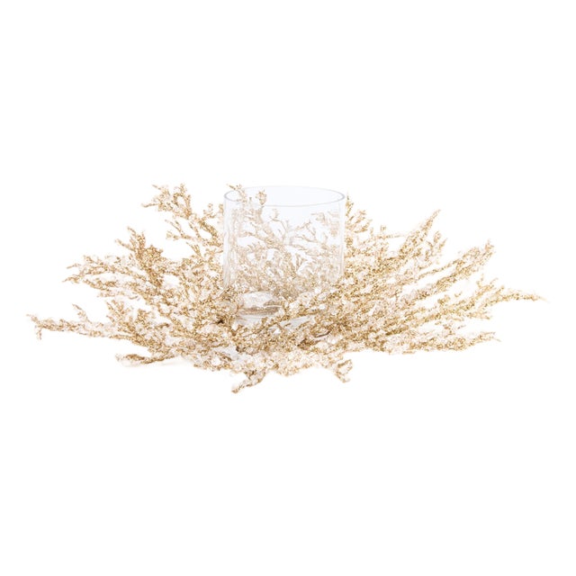 Icy Pine Candle Holder Centerpiece 16"D For Sale