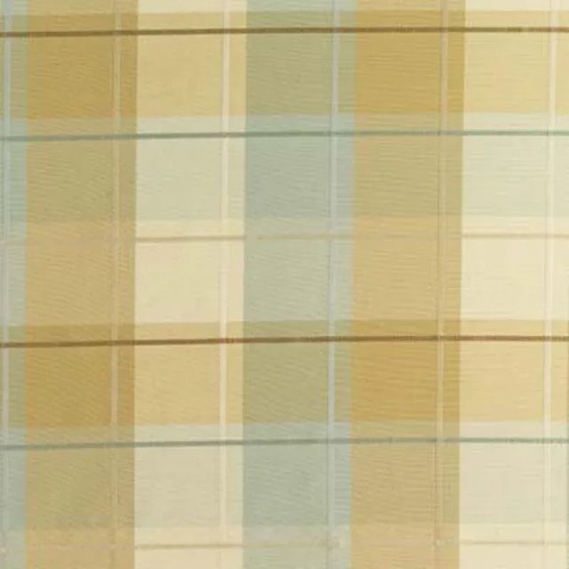 Sample - Schumacher Coin Silk Plaid Fabric in Aqua For Sale