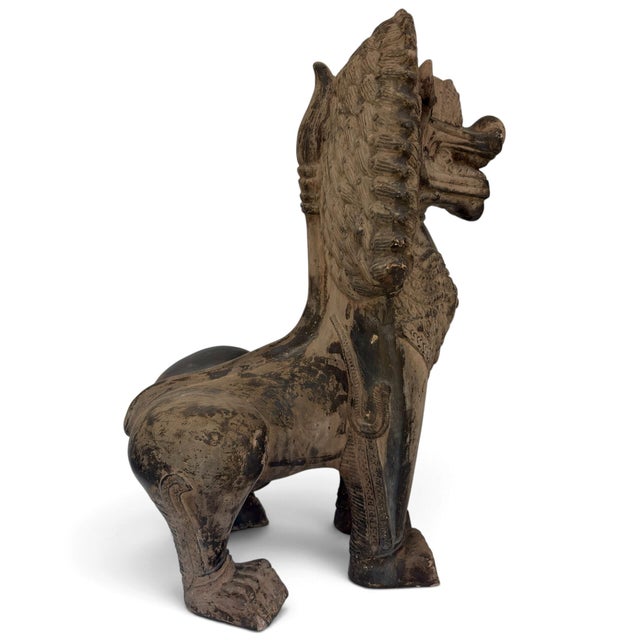Gray Vintage 1980 Austin Productions Foo Dog 21.75" Guardian Lion Statue Signed Large For Sale - Image 8 of 18