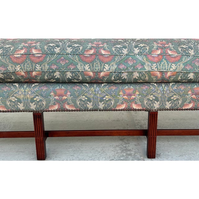 William Morris - Style Fabric Mid Century Down Chinese Chippendale Camelback Settee Sofa Couch Georgian Design For Sale - Image 11 of 18
